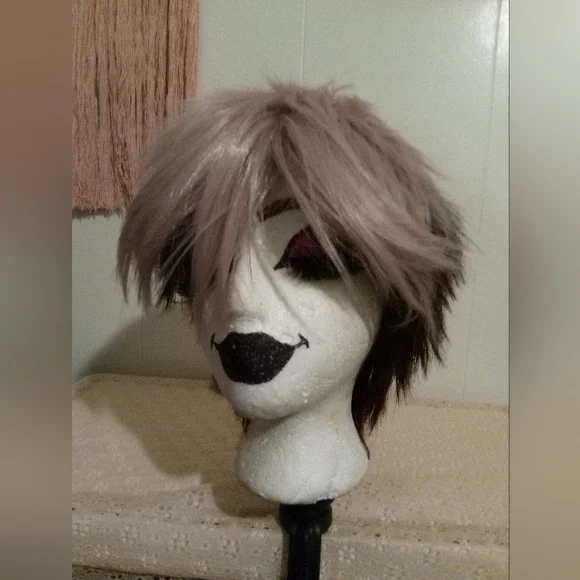 (Clearance) Pink & dark brown synthetic costume wig - Picture 1 of 6